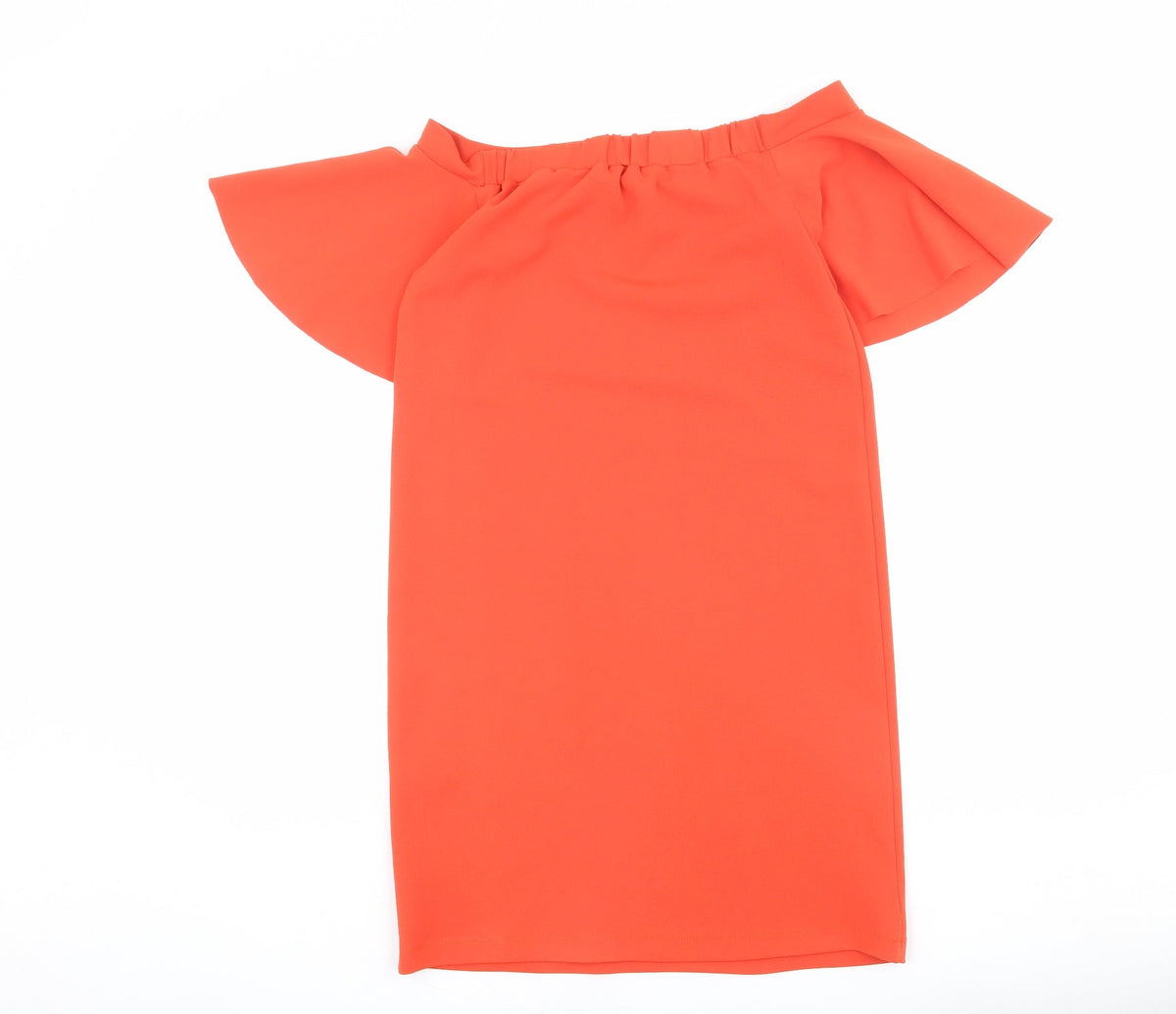 Warehouse Womens Orange Polyester Sheath Size 6 Off the Shoulder Pullover