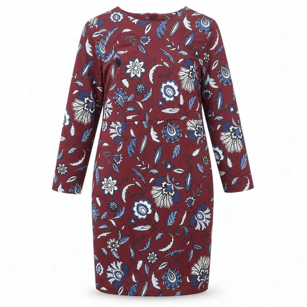 Autograph Womens Red Floral Polyester Sheath Size 16 Round Neck Zip