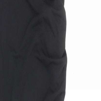 Zara Womens Black Striped Polyester Maxi Size S Cowl Neck Pullover - Ruched Detail
