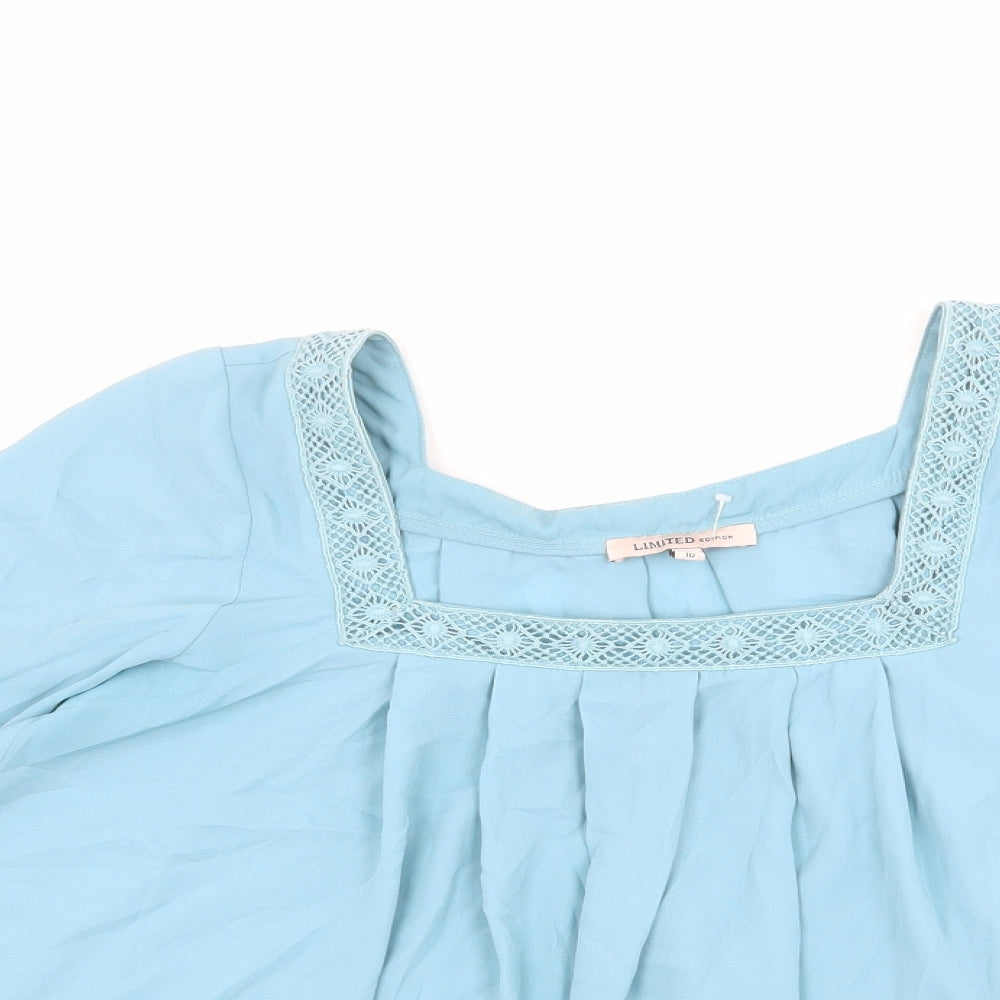 Womens UK Size 10 Limited Edition Blue Basic Blouse