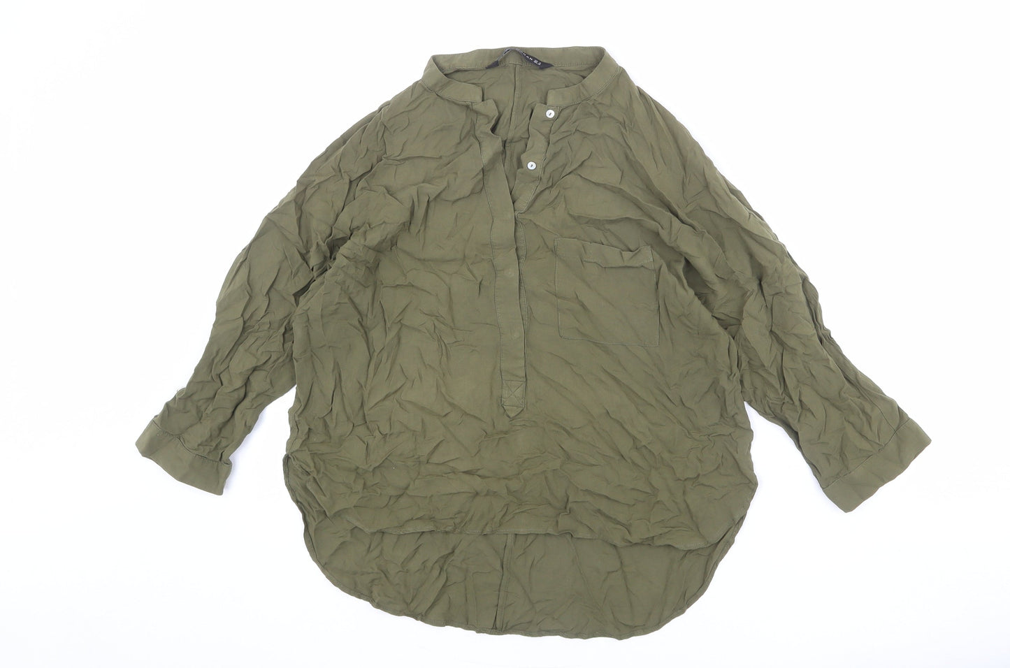 Womens UK Size M Zara Green Basic Blouse