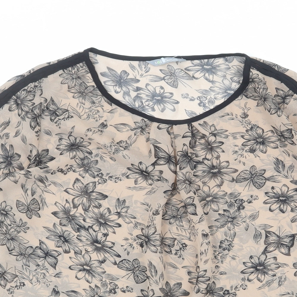 Womens UK Size 8 Marks and Spencer Brown Basic Blouse