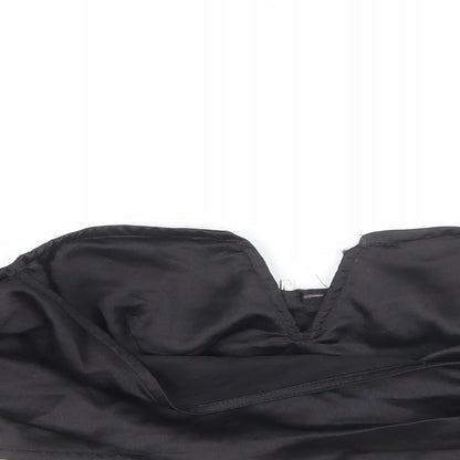 Womens UK Size 4 PRETTYLITTLETHING Black Cropped Blouse