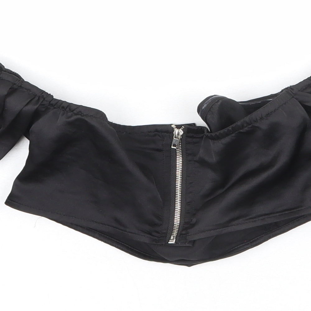 Womens UK Size 4 PRETTYLITTLETHING Black Cropped Blouse