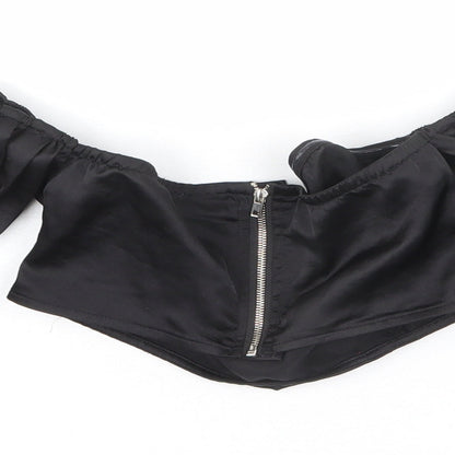 Womens UK Size 4 PRETTYLITTLETHING Black Cropped Blouse