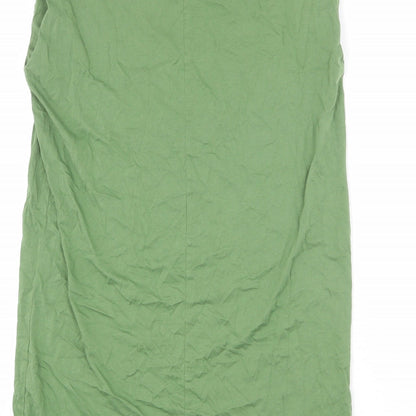 Very Womens Green Cotton T-Shirt Dress Size 10 Round Neck Pullover - Shoulder Pads
