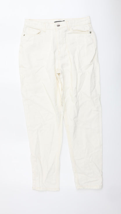 I SAW IT FIRST Womens Ivory Cotton Mom Jeans Size 10 L27 in Regular Button