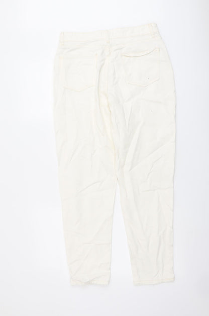 I SAW IT FIRST Womens Ivory Cotton Mom Jeans Size 10 L27 in Regular Button