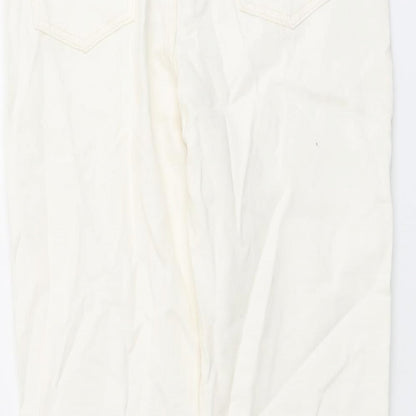 I SAW IT FIRST Womens Ivory Cotton Mom Jeans Size 10 L27 in Regular Button