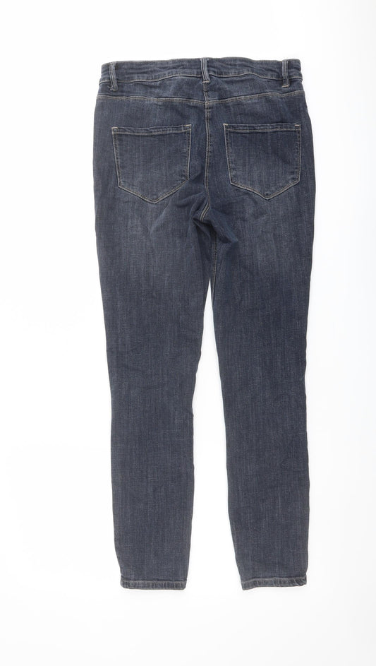 NEXT Womens Blue Cotton Skinny Jeans Size 12 L28 in Regular Button