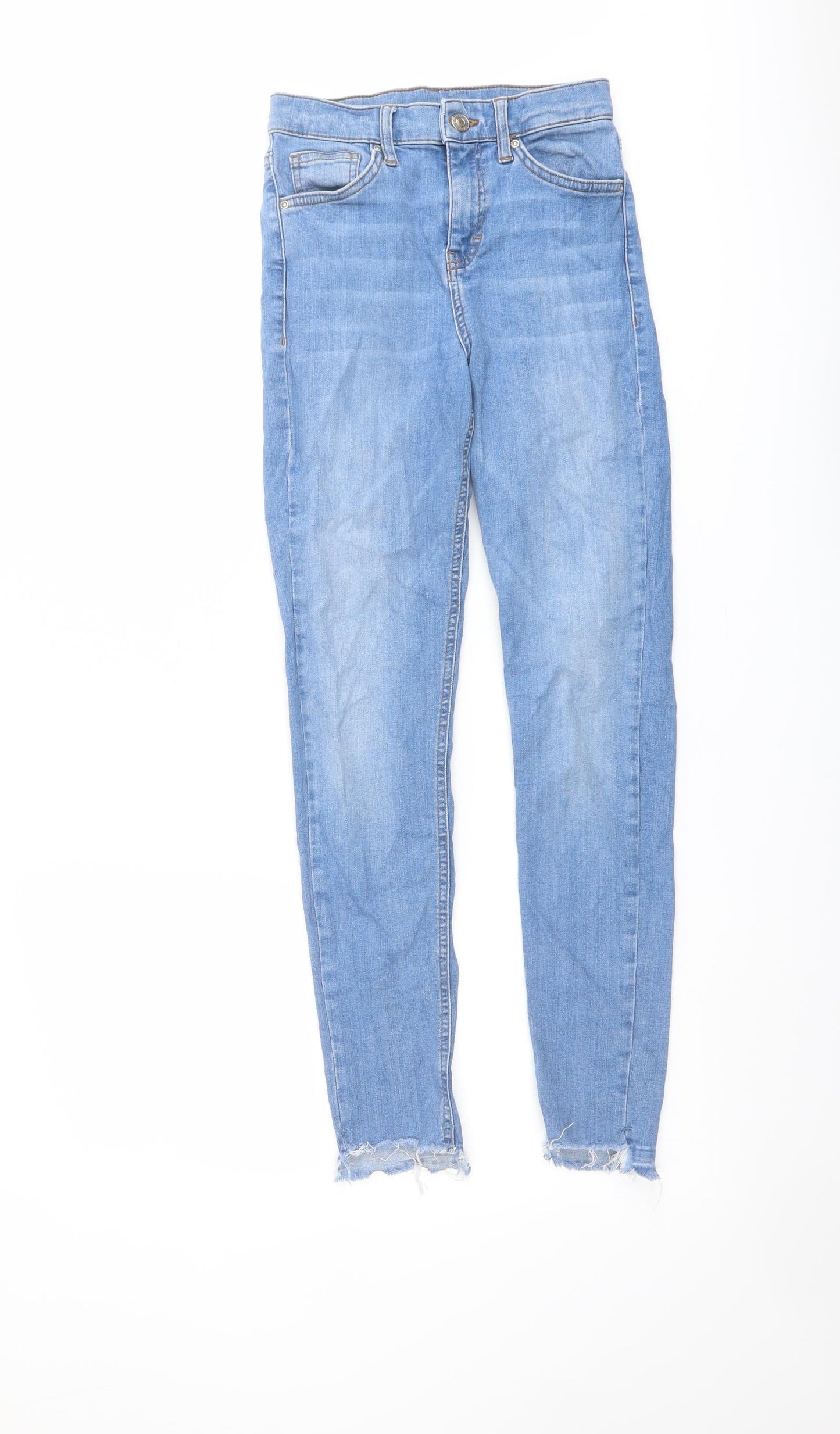 Topshop Womens Blue Cotton Skinny Jeans Size 25 in L27 in Regular Button