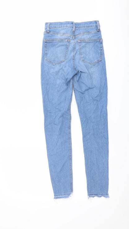 Topshop Womens Blue Cotton Skinny Jeans Size 25 in L27 in Regular Button