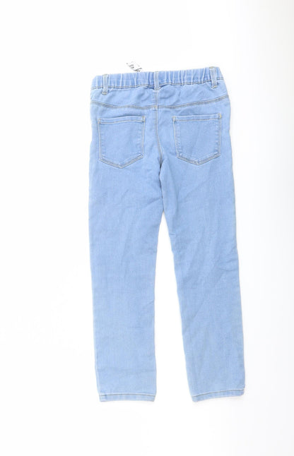 Denim & Co. Girls Blue Cotton Skinny Jeans Size 8-9 Years Regular Pullover
