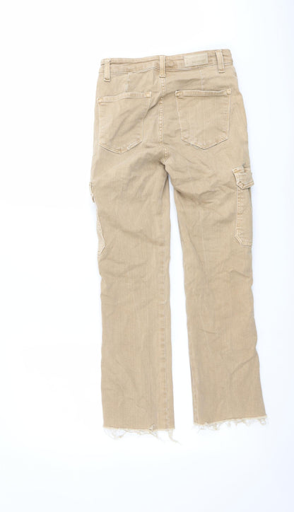 Brownie Womens Beige Cotton Straight Jeans Size XS L26 in Regular Button