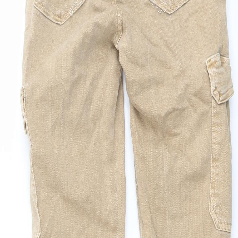 Brownie Womens Beige Cotton Straight Jeans Size XS L26 in Regular Button