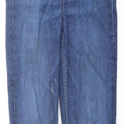 Marks and Spencer Womens Blue Cotton Skinny Jeans Size 8 L28 in Regular Button