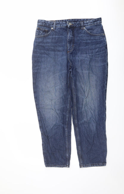 Monki Womens Blue Cotton Mom Jeans Size 31 in L26 in Regular Button - q