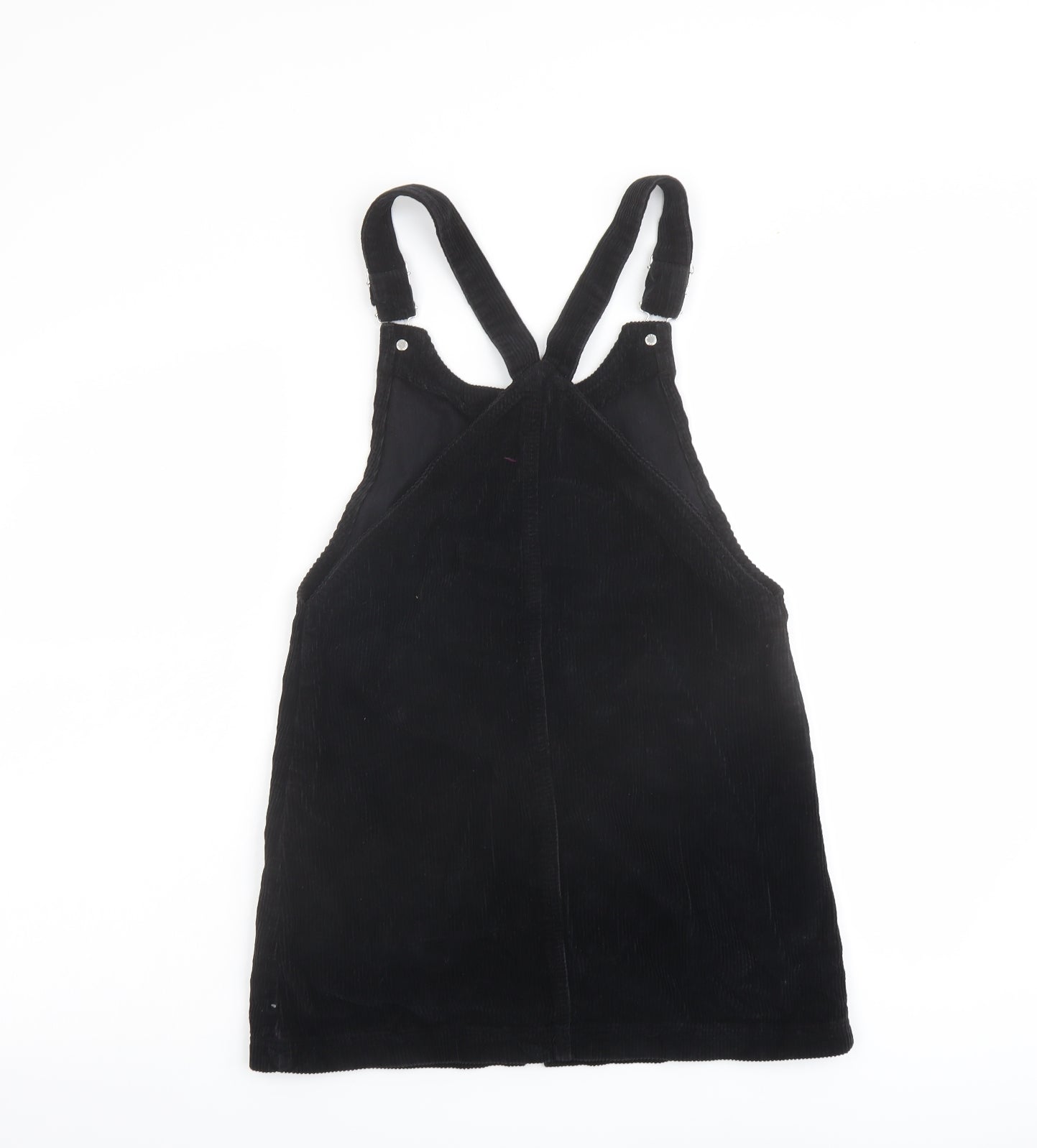 Topsho[p Womens Black Cotton Pinafore/Dungaree Dress Size 6 Square Neck Zip