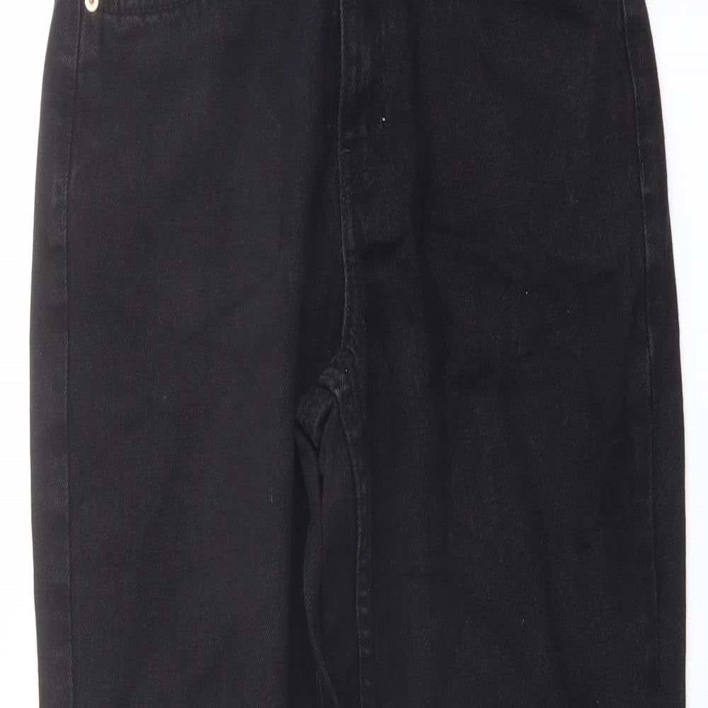 Denim & Co. Womens Black Cotton Mom Jeans Size 8 L27 in Regular Button