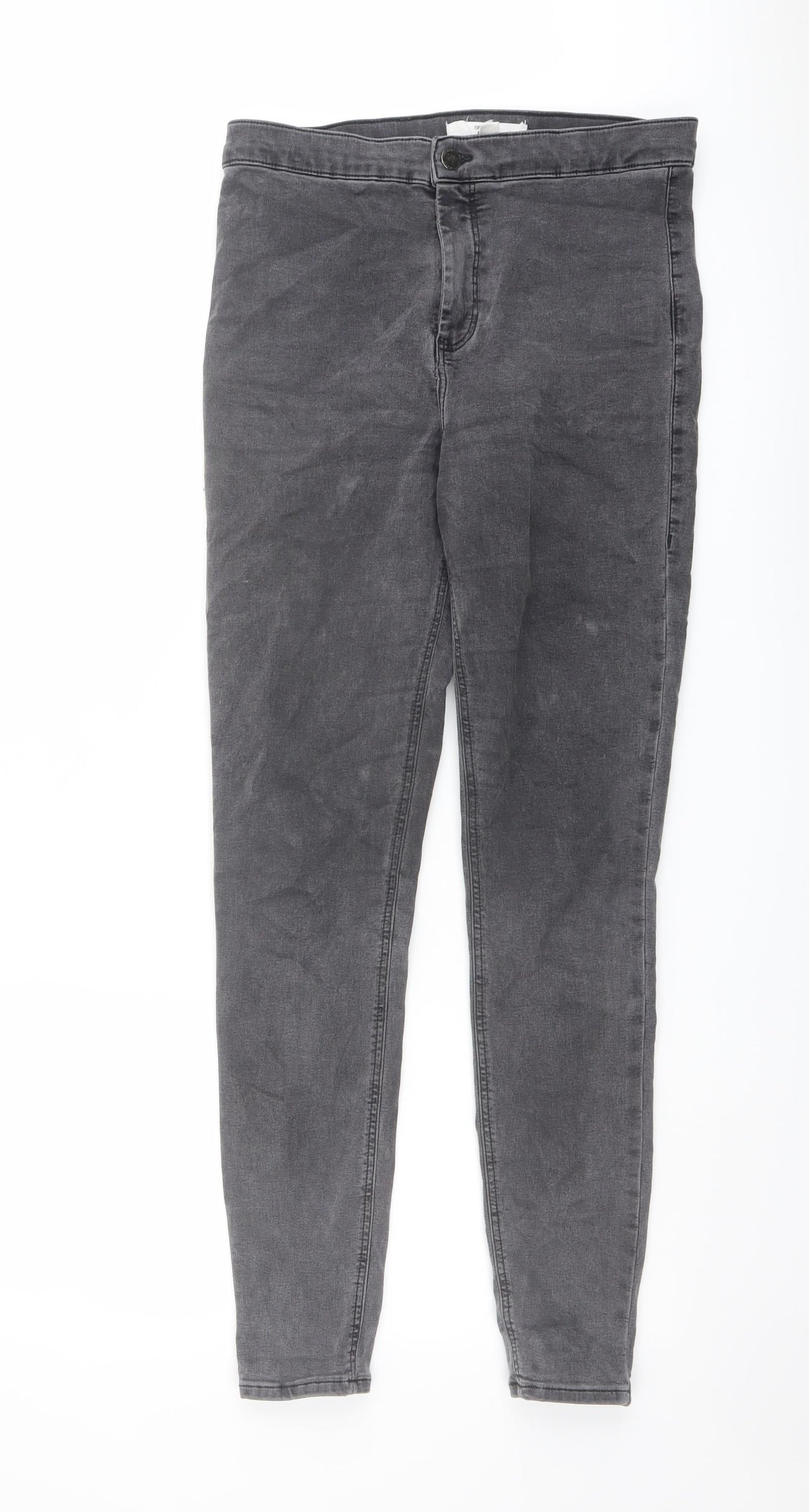 Topshop Womens Grey Cotton Skinny Jeans Size 30 in L28 in Regular Button