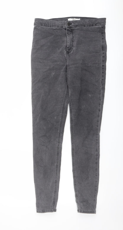 Topshop Womens Grey Cotton Skinny Jeans Size 30 in L28 in Regular Button