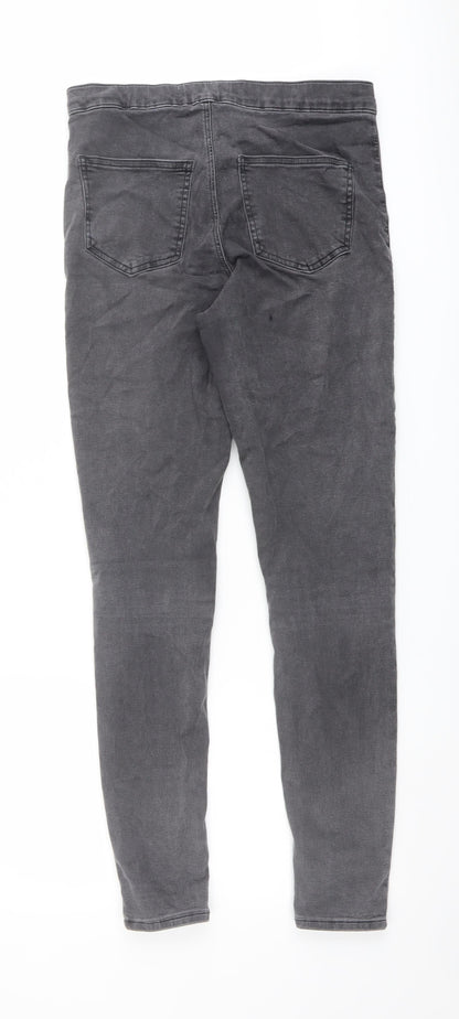 Topshop Womens Grey Cotton Skinny Jeans Size 30 in L28 in Regular Button