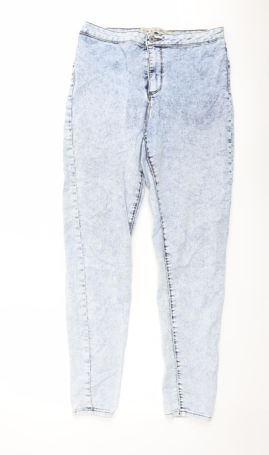 Denim & Co. Womens Blue Cotton Skinny Jeans Size 12 L29 in Regular Button