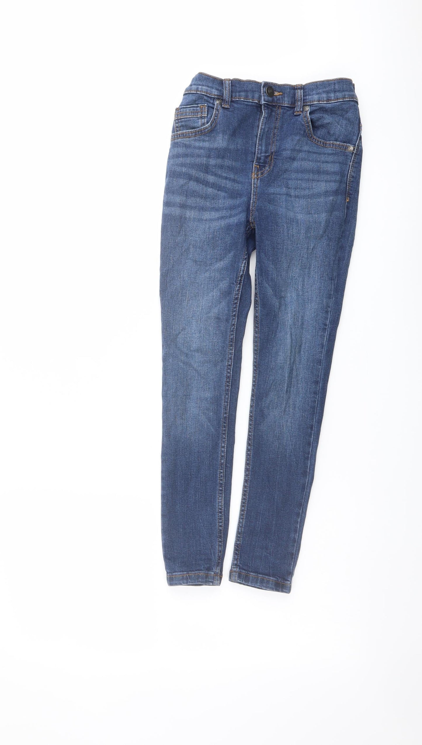 TU Boys Blue Cotton Skinny Jeans Size 9 Months Regular Button