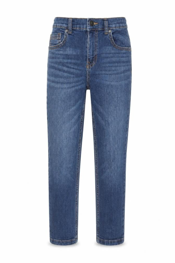 Front view of Tu boys’ blue cotton skinny jeans, size 9, months regular button