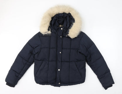 Womens UK Size 4 Topshop Blue Puffer Jacket