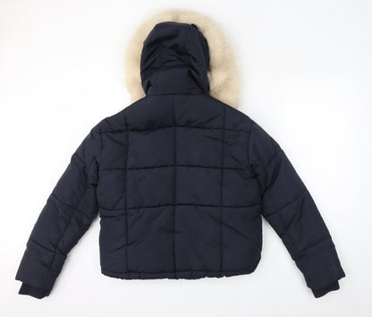 Womens UK Size 4 Topshop Blue Puffer Jacket