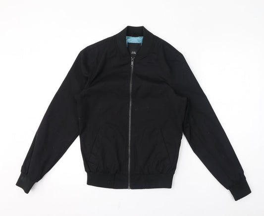 Mens UK Size 2XS River Island Black Bomber Jacket