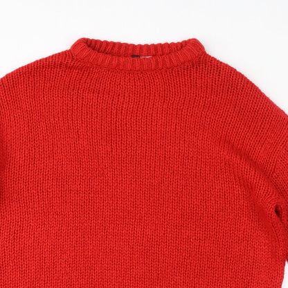 Womens UK Size XS Divided Red Pullover Jumper