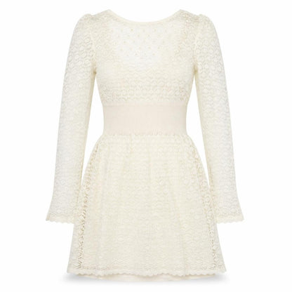Miss Selfridge Womens Ivory Acrylic Fit & Flare Size 10 Boat Neck Pullover