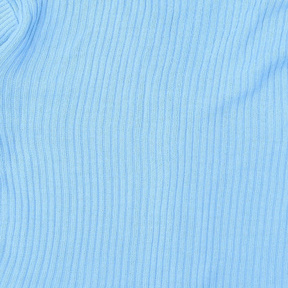 Ozone Womens Blue V-Neck Acrylic Cardigan Jumper Size M - Size M-L