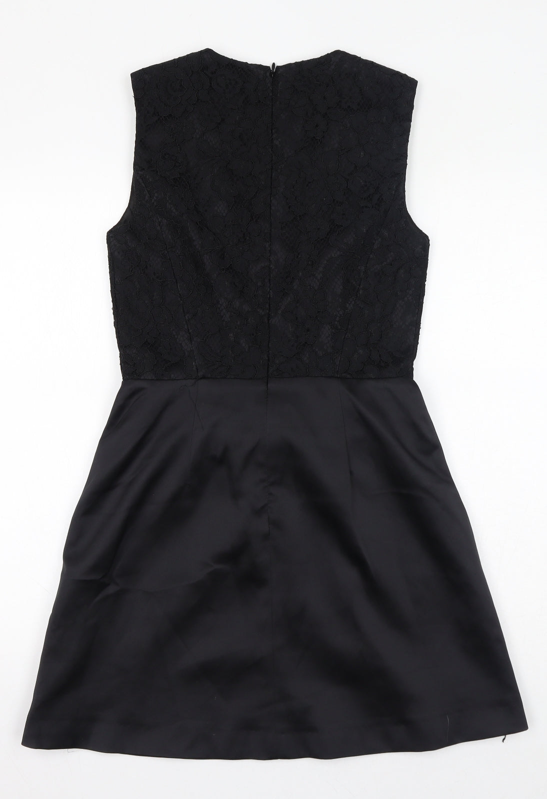 French Connection Womens Black Polyester A-Line Size 8 Square Neck Zip - Bow Detail