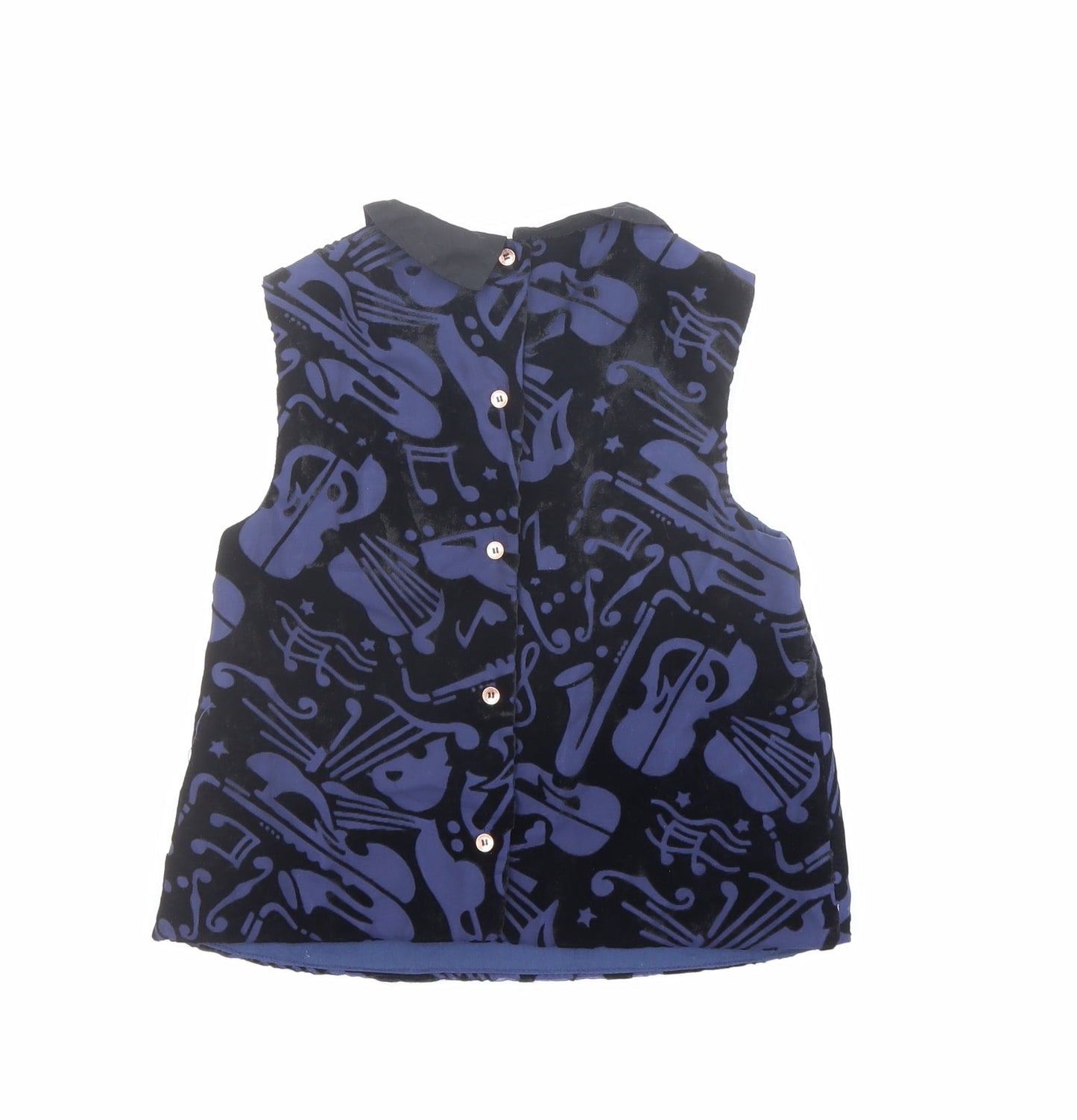 Autograph Girls Blue Geometric Viscose Basic Blouse Size 8-9 Years Collared Button