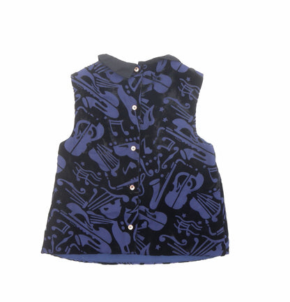 Autograph Girls Blue Geometric Viscose Basic Blouse Size 8-9 Years Collared Button