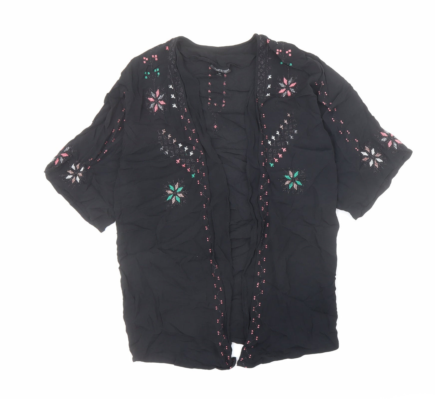 Womens UK Size 8 Topshop Black Kimono Blouse