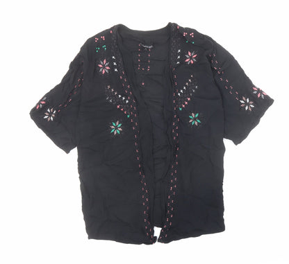 Womens UK Size 8 Topshop Black Kimono Blouse