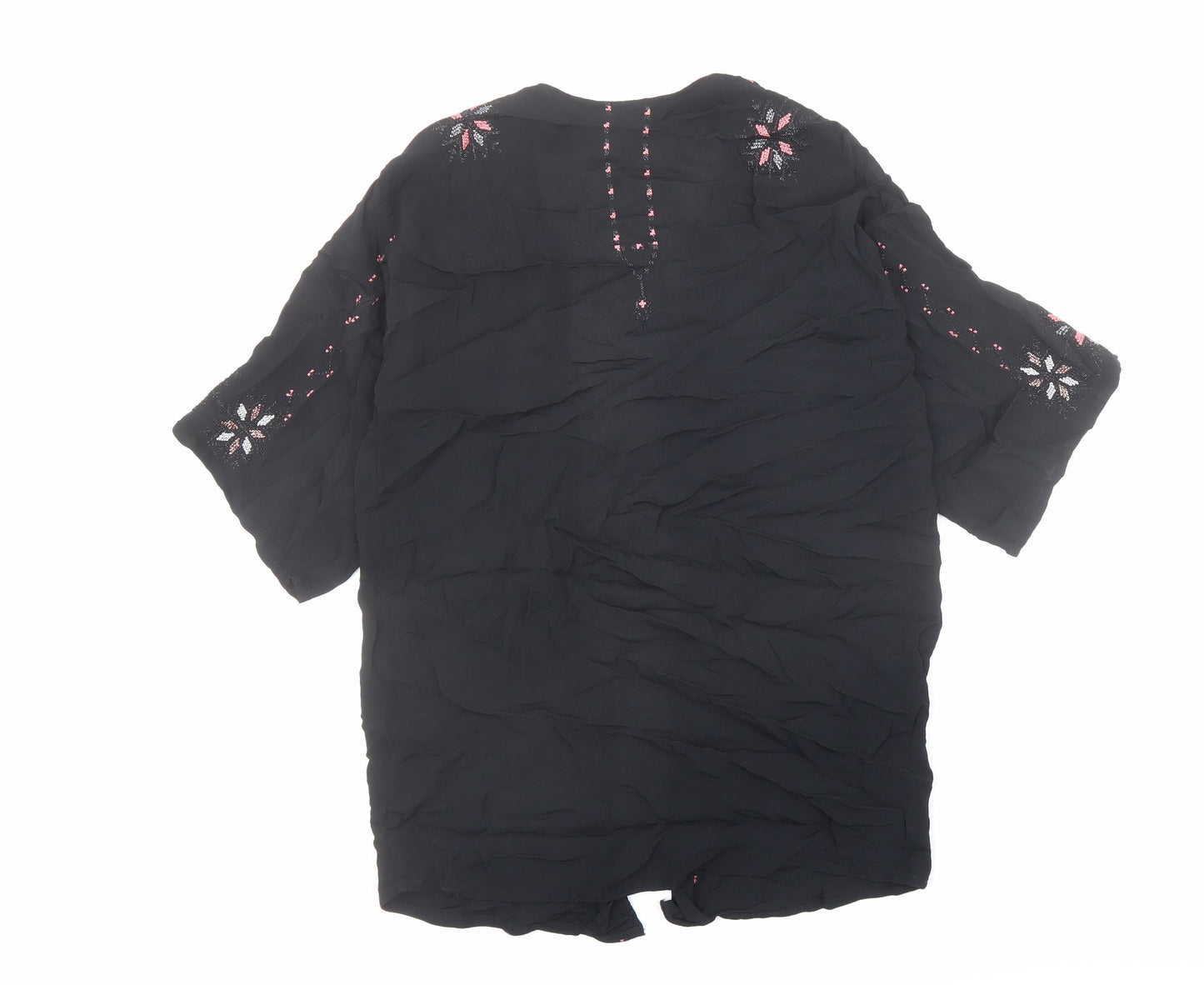 Womens UK Size 8 Topshop Black Kimono Blouse