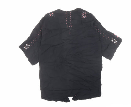 Womens UK Size 8 Topshop Black Kimono Blouse