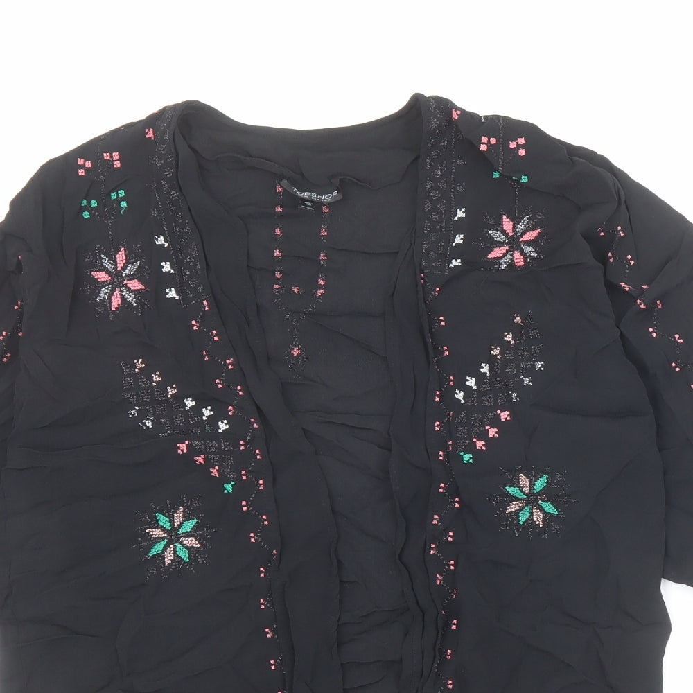 Womens UK Size 8 Topshop Black Kimono Blouse