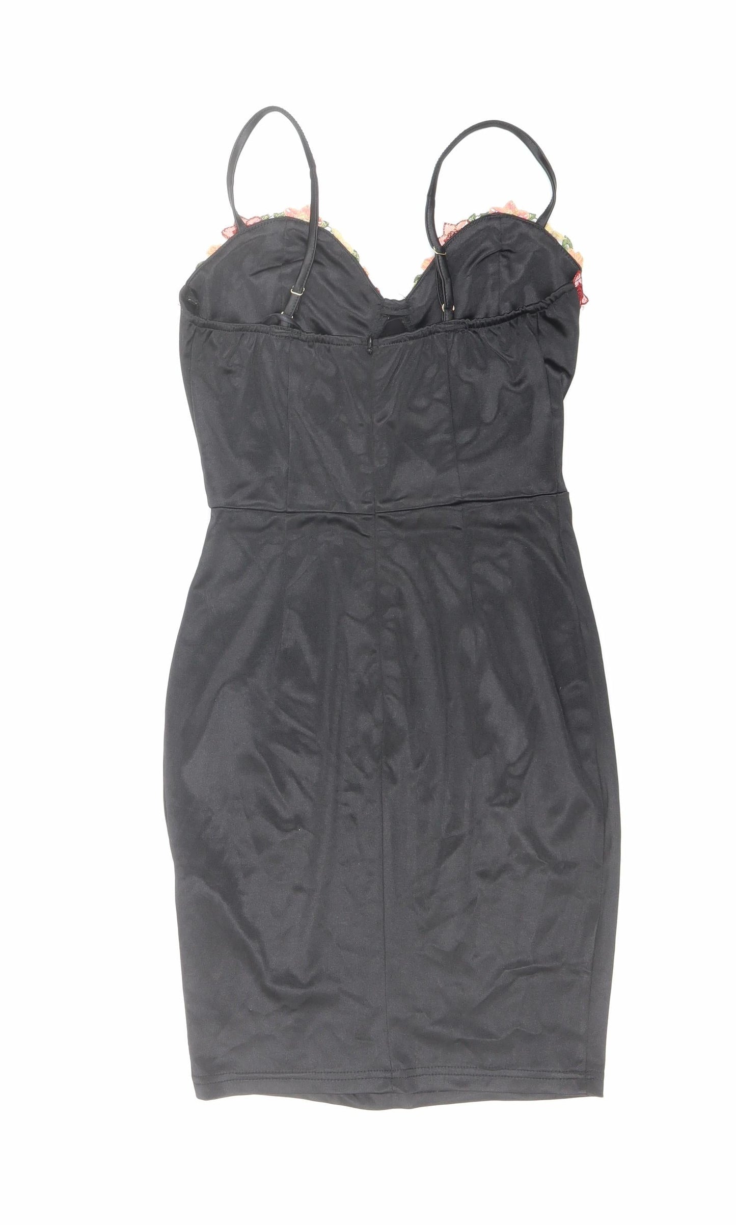 NaaNaa Womens Black Polyester Pencil Dress Size 6 Sweetheart Zip - Flower Detail