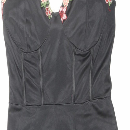 NaaNaa Womens Black Polyester Pencil Dress Size 6 Sweetheart Zip - Flower Detail