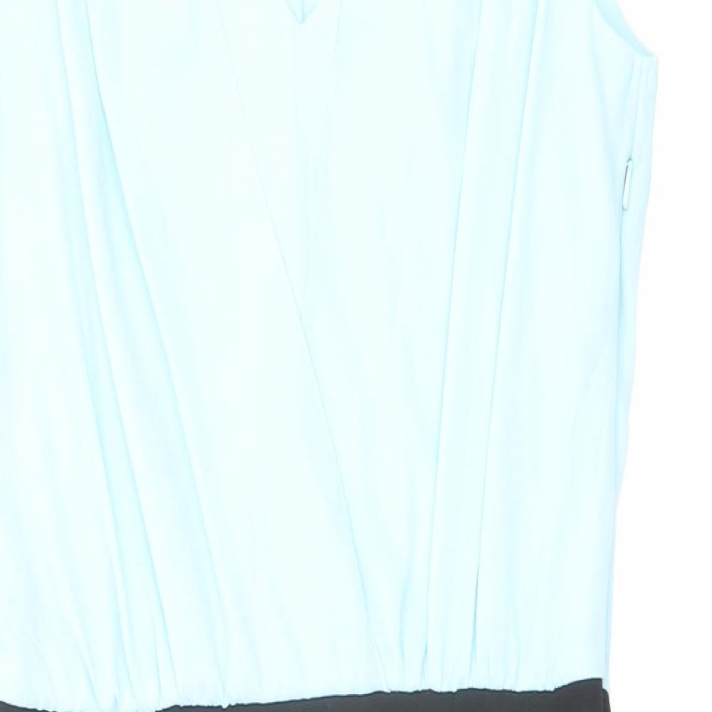 M&Co Womens Blue Polyester Pencil Dress Size 12 V-Neck Zip