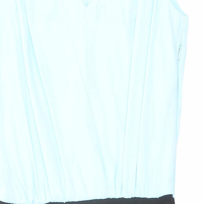 M&Co Womens Blue Polyester Pencil Dress Size 12 V-Neck Zip
