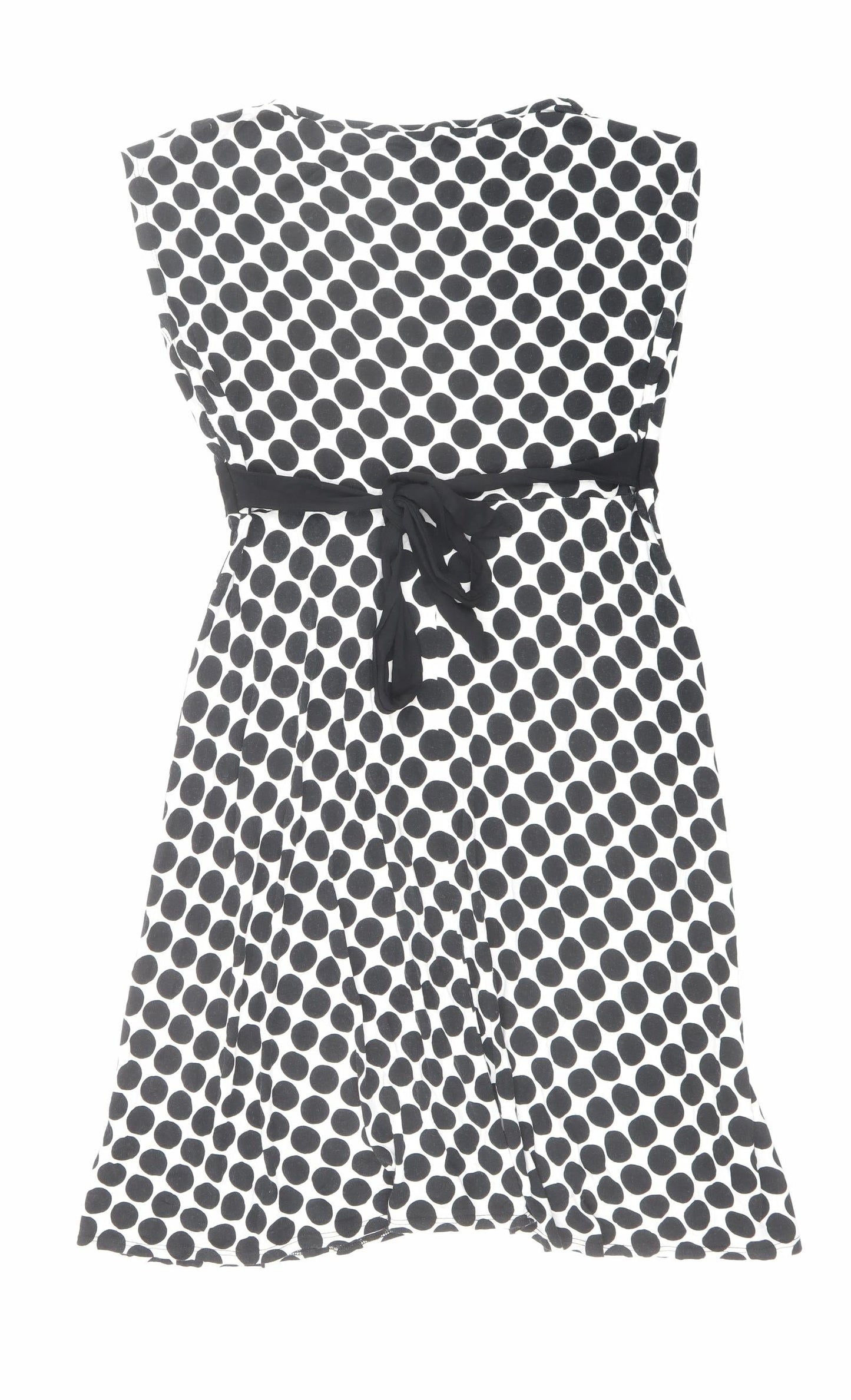 BHS Womens White Polka Dot Viscose Shift Size 14 V-Neck Pullover