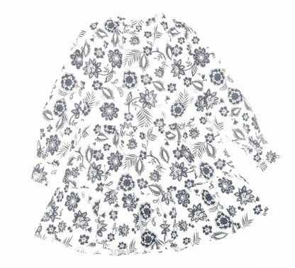 Glamorous Womens White Floral Cotton A-Line Size 6 V-Neck Pullover