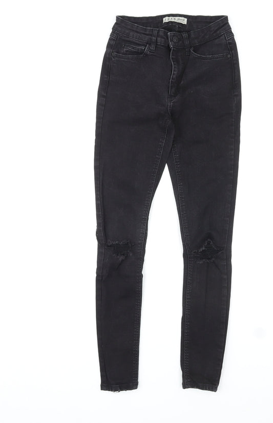 Denim & Co. Womens Black Cotton Skinny Jeans Size 4 L27 in Regular Zip